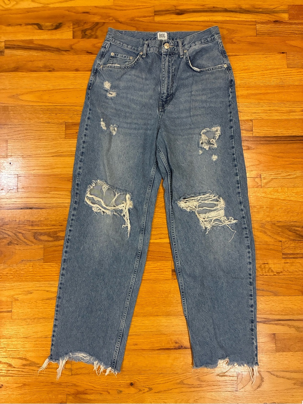 BDG Distressed Boyfriend Jeans in Blue Denim